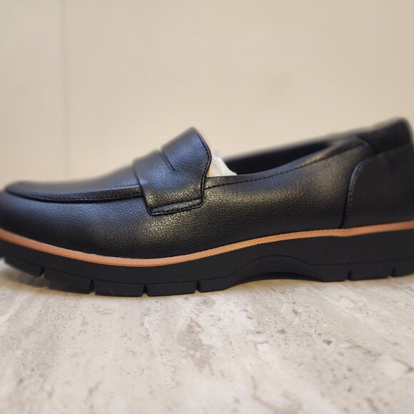 Dr. Scholls Nice Day Lug Sole Loafers BlackBlack Faux Leather 8M - b032 - Picture 6 of 9